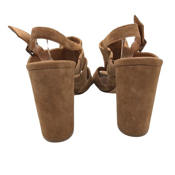 Halogen Womens Raven Sandals Slingback Block Heel Suede Open Toe Brown 9 - Picture 6 of 9